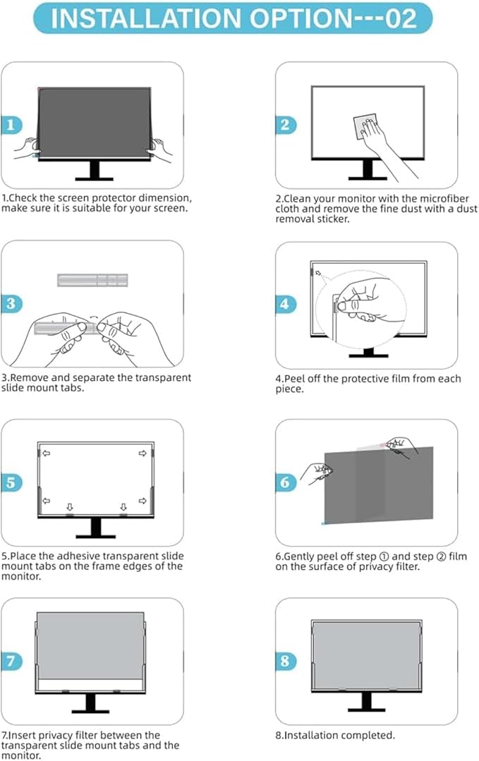 Privacy Screen Adhesive Strips and Plastic Slide Mount Holder Tabs for Computer Monitors and Laptops, Mount for Privacy Screen Protector Privacy Filter, 5 Set Replacement Kits