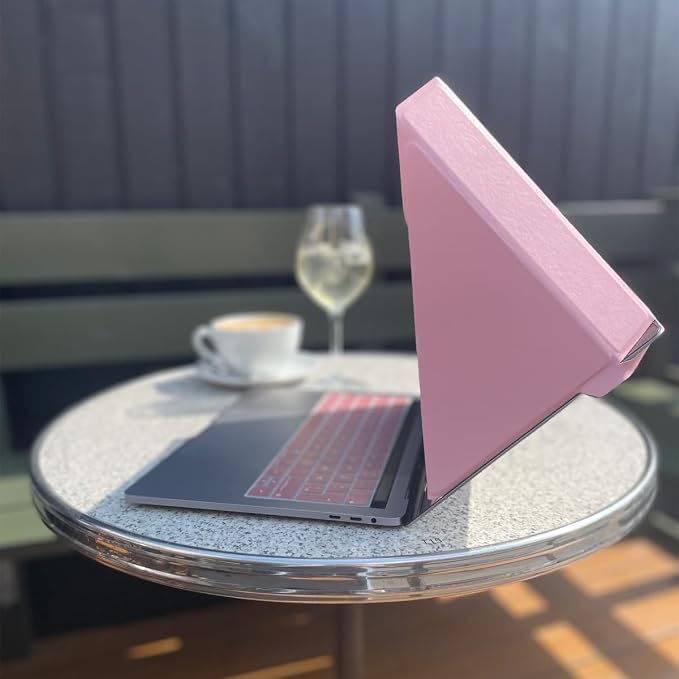 4-in-1 Laptop Screen Shade – Original Slim Hood – Sun, Privacy, Heat & Contrast Protection, Lightweight & Travel-Friendly, Fits 15–16” MacBook & PC, Patented, Pink