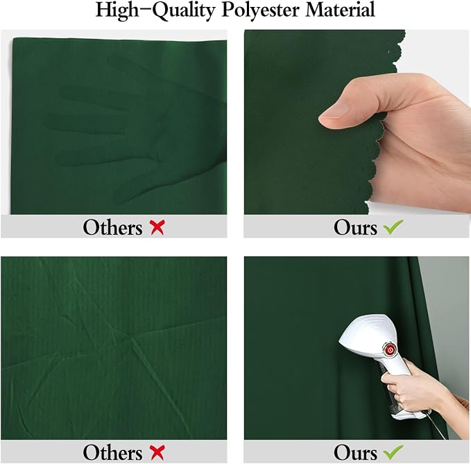 10x20FT Large Dark Green Screen Backdrops for Photography, Virtual Green Screen Backdrop Pieces for Zoom Meetings, Curtains for Party Decoration Video Shooting