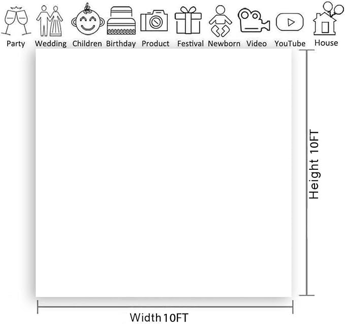 10X10FT White Photography Backdrop, High Density Polyester Fiber Photo Background Cloth is Foldable and Machine Washable, Suitable for Photo Background Video Photography Studios