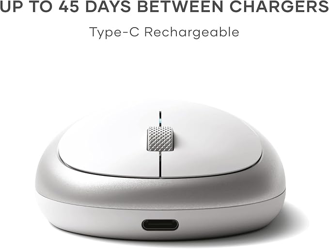 Satechi M1 Wireless Bluetooth Mouse, USB-C Rechargeable, Compact & Portable, for MacBook Air/Pro/Neo, iPad Air/Pro, iPad mini, Mac mini, iMac & Windows - Silver