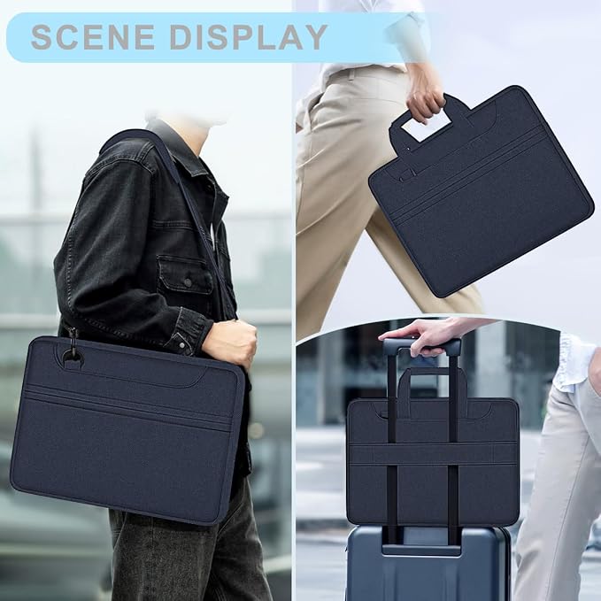 Laptop Shoulder Bag 17.3 inch Case, Durable Shockproof Protective Briefcase with Multi-Pockets Compatible with Most 17-17.3 inch HP Acer Dell Lenovo ASUS MSI Notebooks,Blue