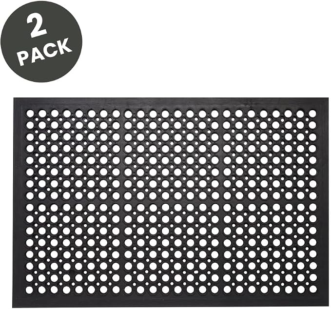 Envelor Anti Fatigue Mat 2 Pack Rubber Floor Mats Door Mat Non Slip Drainage Mat for Entryway, Kitchen, Restaurant, Garage, Heavy Duty Use Doormat, Commercial Floor Mat Industrial 36 x 60 Inches