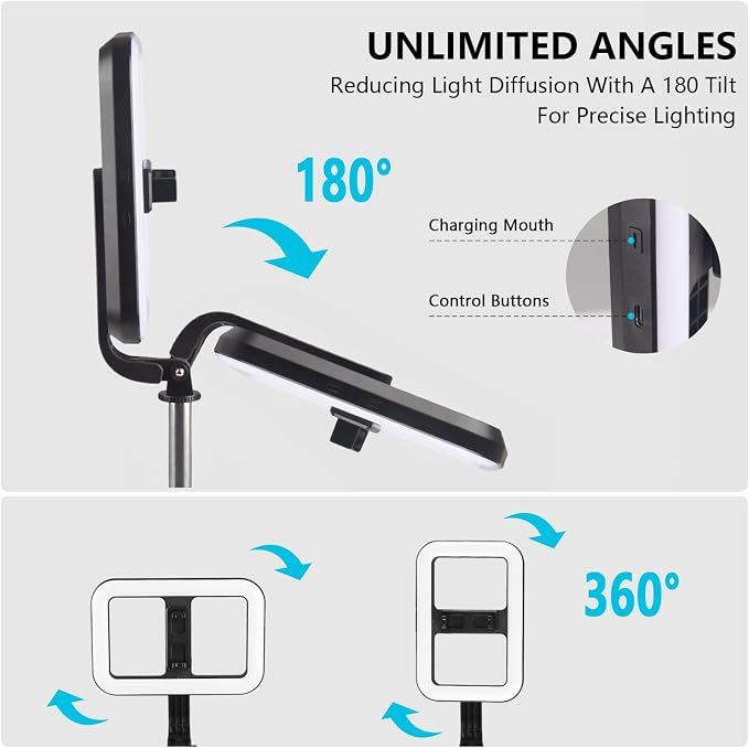 Selfie Ring Light with Stand, Tripod with Dimmable LED Lights, Extendable Ring Light Tripod for Photography, Video Recording, Live Stream, Makeup
