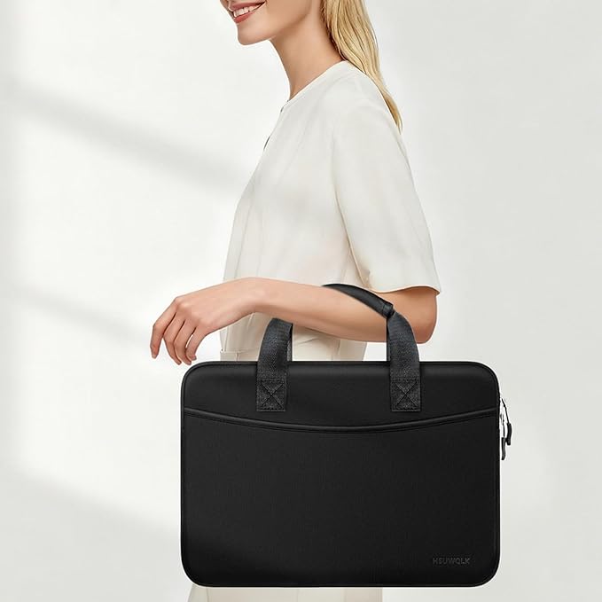 Laptop Case 13.3 inch,13-13.3 inch Laptop Sleeve Bag Compatible with MacBook Neo 13/Air 13 13.6/Pro 13/Pro 14,HP Dell ASUS Lenovo Notebook,Neoprene Computer Bag with Handle&Curved Pocket,Black