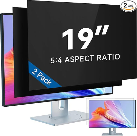 [2-Pack] 19 Inch Computer Privacy Screen Filter for 5:4 Widescreen Monitor, IPROKKO Removable 19inch Anti Blue Light Glare Privacy Shield, Anti Spy Security Protector for Hp Dell Asus Acer Samsung