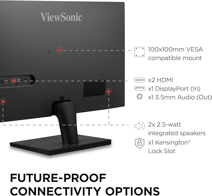 ViewSonic VS2725-2K 27 Inch 1440p Monitor, 100Hz Refresh Rate for Smooth Home and Office Viewing, Eye Care Technology, HDMI, and DisplayPort Inputs