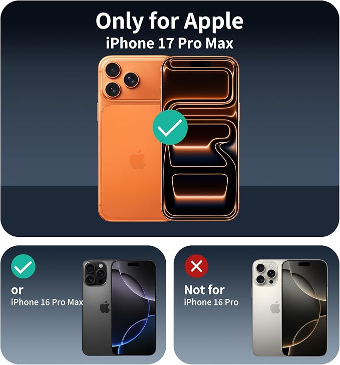 3-Pack Privacy Screen Protector for iPhone 17 Pro Max/16 Pro Max, Anti-Spy Tempered Glass Film, Dark Private Black Protection, 9H Hardness, Anti-Scratch, Bubble Free, Case Friendly