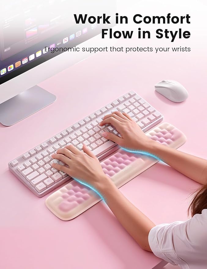 Meatanty Keyboard Wrist Rest, Ergonomic Keypad Support, Soft Memory Foam Hand Rest Pad for Typing Comfort, Computer Desk Accessories Hand Palm Pain Relief, Laptop Office Home School Women Girl Cute