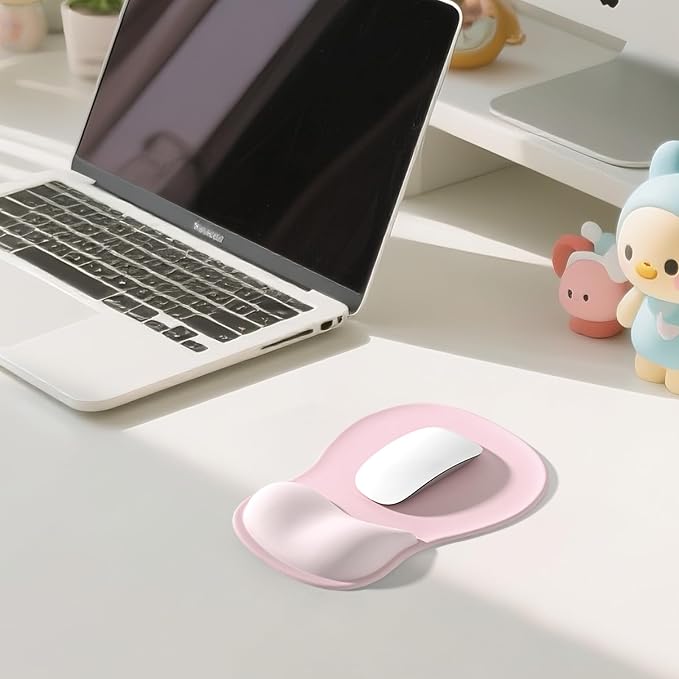 EooCoo Gel Wrist Rest Mouse Pad Ergonomic Middle Concave Design, Relieve Wrist Pain Mousepad, Non-Slip Base for Laptop, Computer, Office Decor for Women, Carpal Tunnel Syndrome