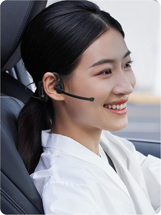 Conduction Labs - Chat - Open Air Bluetooth Headphones - Air Conduction Directional Audio - Noise Canceling Mic - Lightweight & Water Resistant - Compatible w/All Video Conferencing Platforms
