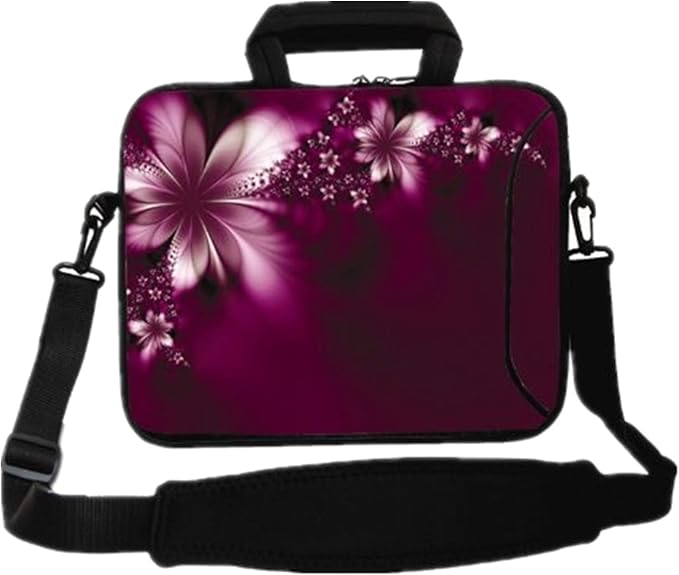 RICHEN 14 15 15.4 15.6 inch Messenger Bag Carrying Case with Handle Accessory Pocket Fits 14 to 15-Inch Laptops/Notebook/Kids Tablet (14-15.6 inch, Flowers)
