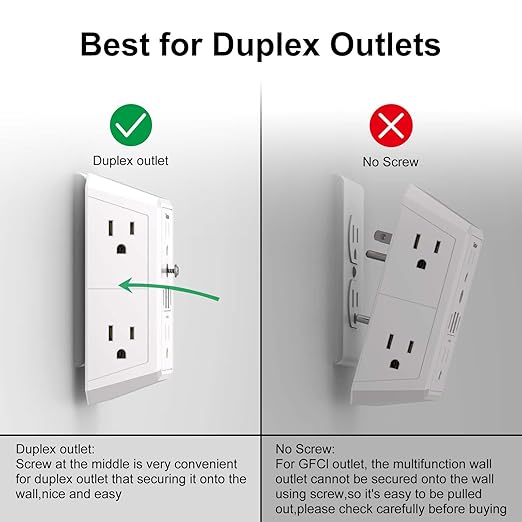 Multi Plug Wall Outlet Surge Protector - Teiobar Outlet Extender with 6 Outlets and 4 USB Ports(2 USB-C), Outlet Splitter for Home Office Dorm Room Essentials, ETL, White