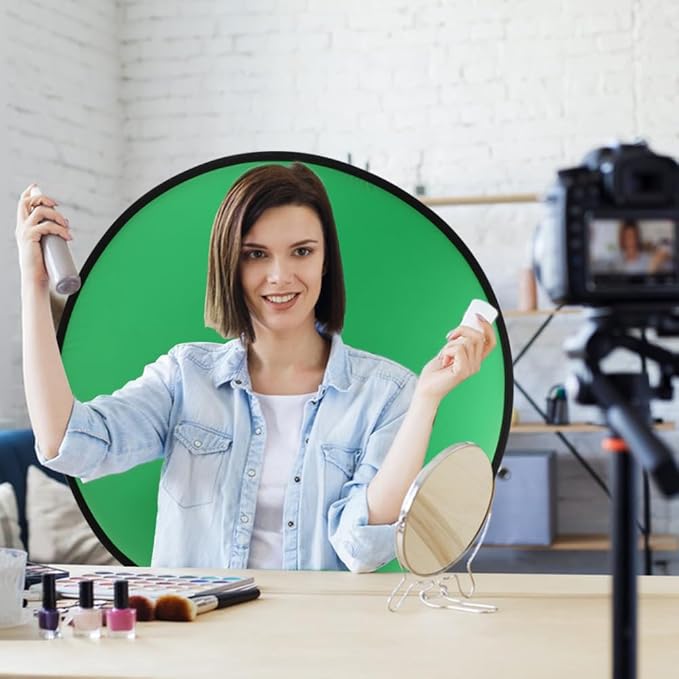 1 PC Green Screen Background, Nylon Background Screen Portable Foldable Backdrop for Live Streaming, Chair Photo Studio Solid (Green, 75cm，only Screen,NO Stand)