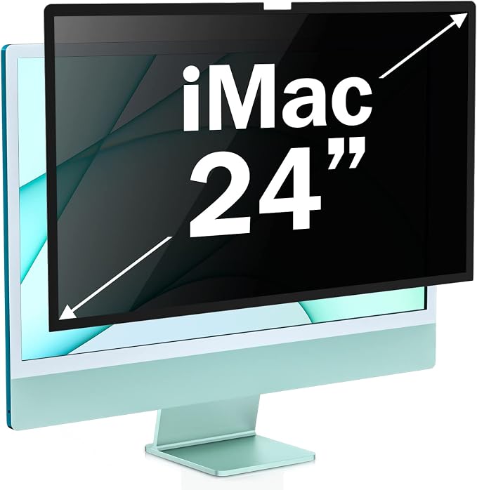 ZOEGAA Removable 24 inch iMac Privacy Screen Filter (2021-2024, M1, M3, M4 Chip), Computer Monitor Privacy Screen for iMac 24 inch and Anti-Spy Anti Blue Light Glare Filter