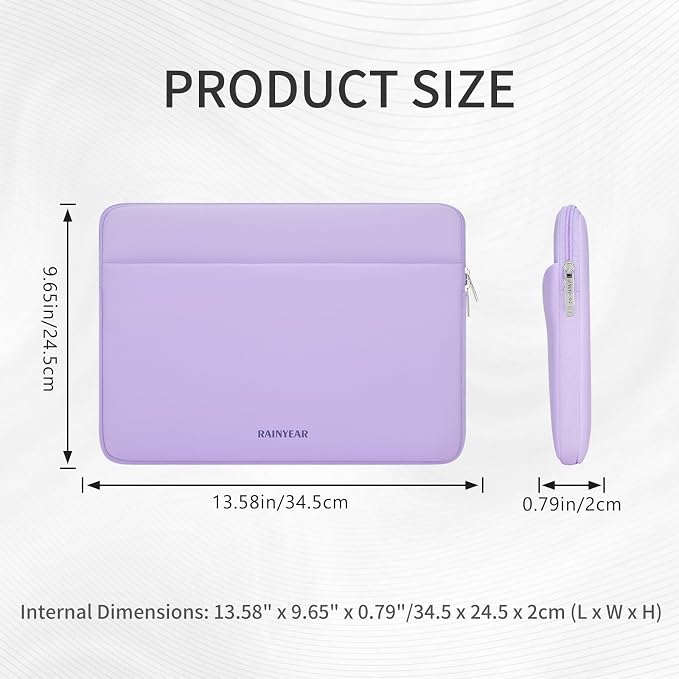 RAINYEAR Laptop Sleeve Case 13.3 Inch, Protective Portable Case with Front Pocket, Briefcase Handbag Laptop Bag Compatible with 13.3-14 Inch Laptop PC, 14 Inch MacBook Pro M5 M4 M3 M2 M1, Purple