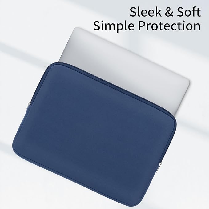 RAINYEAR 15.6 Inch Laptop Sleeve Protective Case Soft Carrying Zipper Bag Cover with Accessories Pouch, Compatible with 15.6" Notebook Computer Chromebook (Navy Blue)