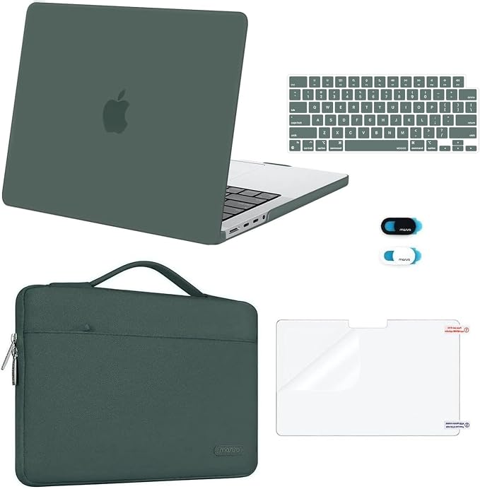 MOSISO Compatible with MacBook Pro 14 inch Case M5 2026 M4 M3 M2 M1 2025-2021 A3427 A3426 A3434 A3112 A3185 A3401 A2918 A2992 A2779 A2442, Case&Bag&Keyboard Skin&Webcam Cover&ScreenFilm,Midnight Green