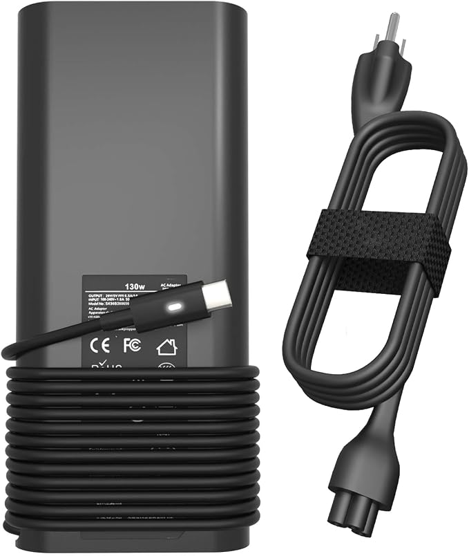 130W USB Type C Laptop Charger Compatible with Dell XPS 15 17 9500 9510 9520 9530 9700 9710 9720 2in1,Precision 5550 5560 5530 5570 5470 5480 5760,Latitude 5431 5531 AC Adapter Computer Power Cord