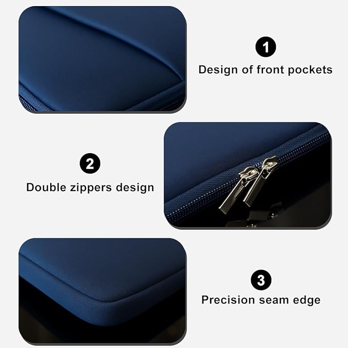 Laptop Sleeve for MacBook Neo/Air/Pro 13 inches A18/M5/M4/M3/M2/M1 Chip 2026-2020 A3404 A3449 A3240 A3113 with 2 Pockets Tablet Bag Case Accessories (Indigo)