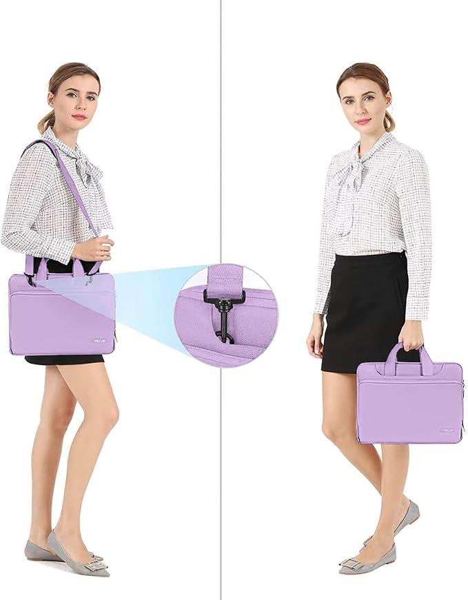 MOSISO 360 Protective Laptop Bag 15.6 inch, 15-16 inch Computer Bag Compatible with MacBook Air 15 inch/Pro 16 inch, HP,Dell,Lenovo,Asus,Notebook, Laptop Carrying Case with Strap&Handle, Light Purple