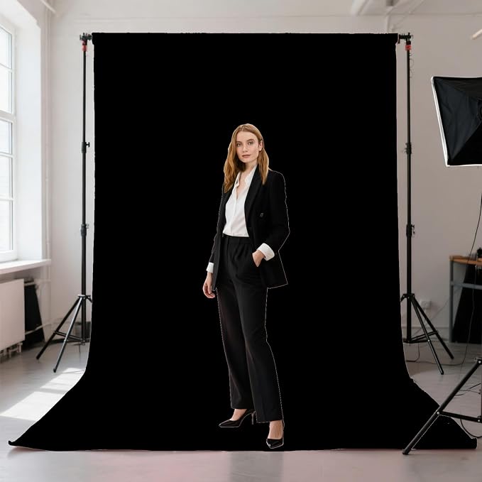 8x10FT Black Screen Backdrops Solid Photo Backdrops Photography Background for Meeting Wall, Party, Videos