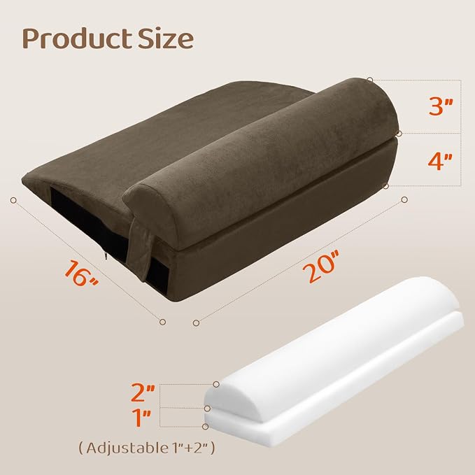 Recliner Foot Rest Cushion - Recilner Leg Rest Cushion with Removable Semi-Cylinder for Superior Support, Adjustable Recliner Foot Rest Extender, Recilner Leg Pillow with 2 Straps, Coffee