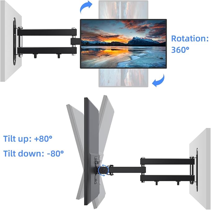 suptek TV Wall Mount Bracket Monitor arm TV Wall Mount Bracket Display arm Monitor Mount for 13-30" Adjustable up/Down, Left/Right Angle, 28.66lbs Load Capacity VESA75-100mm MA2776