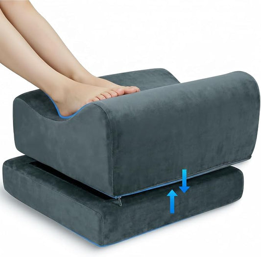 Foot Rest for Under Desk, Adjustable Height Ergonomic Footstool for Office Chair and Gaming Chair, Supports Feet and Legs to Relieve Back Hip Fatigue, Anti-Slip Bottom