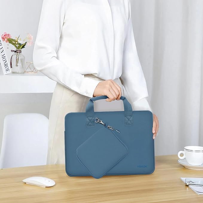 Hseok Laptop Sleeve 14 inch Case with Small Case, Compatible with MacBook Neo 14, MacBook Pro 14 M5/M4/M3/M2/M1, XPS 14 and Most 14 inch Notebooks, Neoprene Computer Handbag,Haze blue
