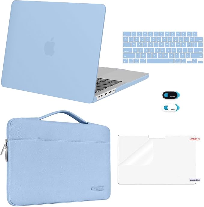 MOSISO Compatible with MacBook Pro 14 inch Case M5 2026 M4 M3 M2 M1 2025-2021 A3427 A3426 A3434 A3112 A3185 A3401 A2918 A2992 A2779 A2442, Case&Bag&Keyboard Skin&Webcam Cover&ScreenFilm, Airy Blue