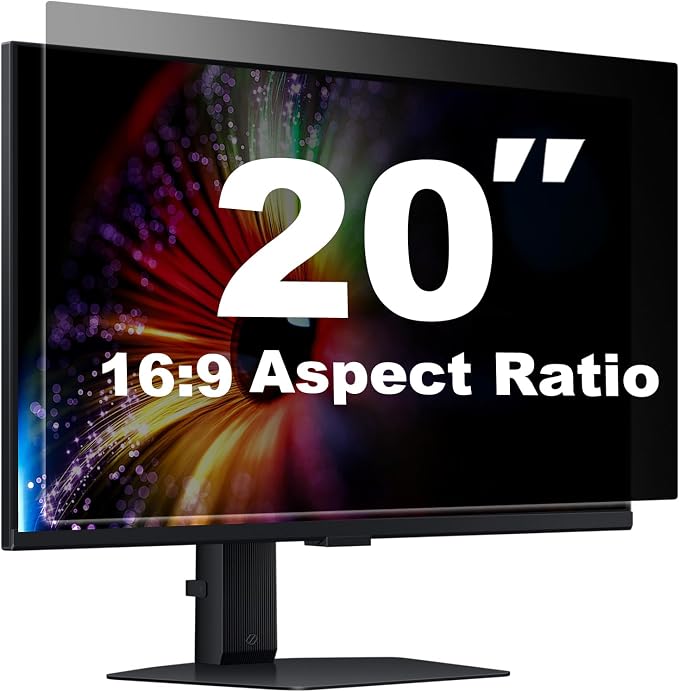 20 Inch Computer Privacy Screen for 16:9 Aspect Ratio Widescreen Monitor, Eye Protection Anti Glare Blue Light Filter Shield, Removable Anti-Scratch Anti Spy Protector, 1 Pack