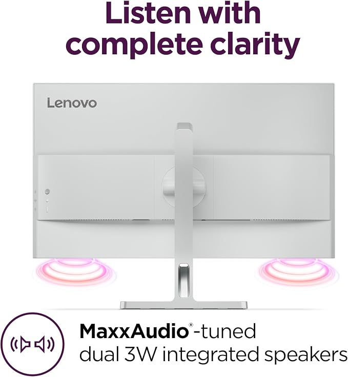 Lenovo L27q-4a - Everyday Monitor - 27" QHD IPS Display - 100Hz Refresh Rate - MaxxAudio® Tuned Speakers - VESA MediaSync - 1ms MPRT - Cloud Grey - Tilt Stand