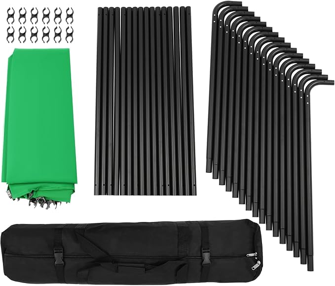 Green Screen Backdrop with Stand, 7.87ft x 13.12ft Large Chromakey Photography Background Support System, Adjustable Metal Frame w/Carrying Bag for Photo Studio, Video Shooting, Live Streaming
