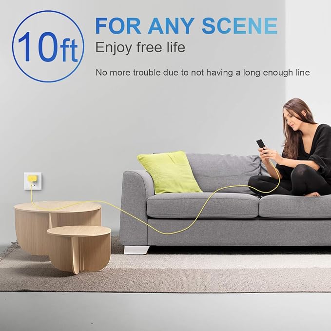 iPhone 17 16 15 Fast Charging 10FT Long USB C Charger Type C Charger 3 Pack Fast Charger USB C for iPhone 17/17 Plus/17 Pro/17 Pro Max/16/16 Plus/16 Pro/16 Pro Max/15 Pro Max,iPad Pro,Samsung(Yellow)