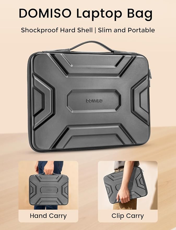 DOMISO 15.6 inch Laptop Sleeve, Shockproof and Waterproof EVA Protective Laptop Case, Laptop Sleeves for 16" MacBook Pro/Max M2 M1 2019-2023,15"-16" HP Dell Asus Laptop,Dell XPS 15, Dark Grey