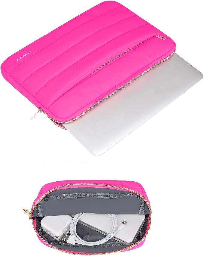 MOSISO Compatible with MacBook Air 13 inch Case M5 2026 M4 2025 M3 M2 2024-2022 A3449 A3240 A3113 A2681, Hard Case&Puffy Bag&Keyboard Cover&Webcam Cover&ScreenFilm for MacBook Air 13.6, Bright Rose