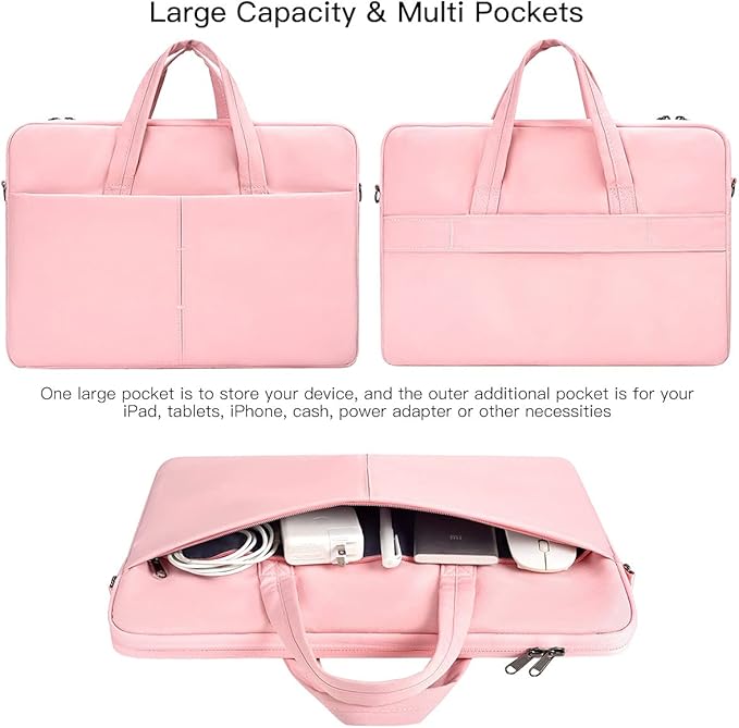 17-17.3 Inch Laptop Sleeve Shoulder Bag Briefcase Women Ladies Handbag for HP Envy 17/Pavilion 17/OMEN 17.3, Dell G3 G7 17.3/ Inspiron 17, Acer Aspire 17, ASUS ROG MSI GS75 GF75 17.3 Case, Pink