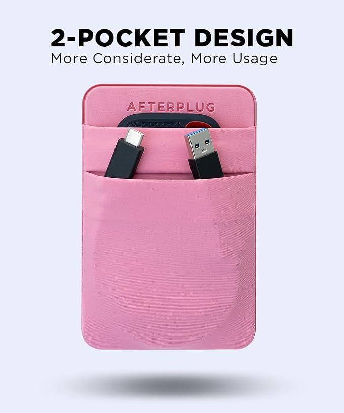 2-Pocket Adhesive Hard Drive Holder for Laptop, Stick-On Pocket Pouch for External Portable SSD, HDD, Slim Mouse and Cables (Small - Fits SSD)