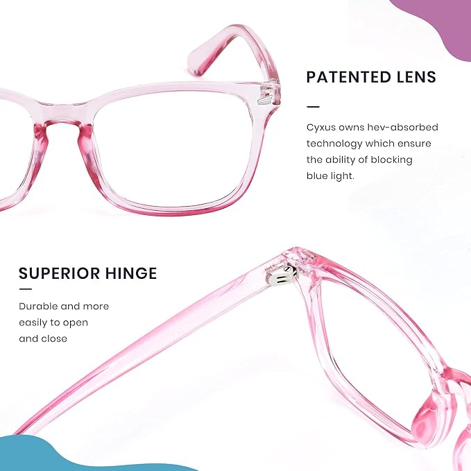 Cyxus Blue Light Glasses Men Women Reduce Eye Strain UV Blocking for Office Work Computer Screen 8082