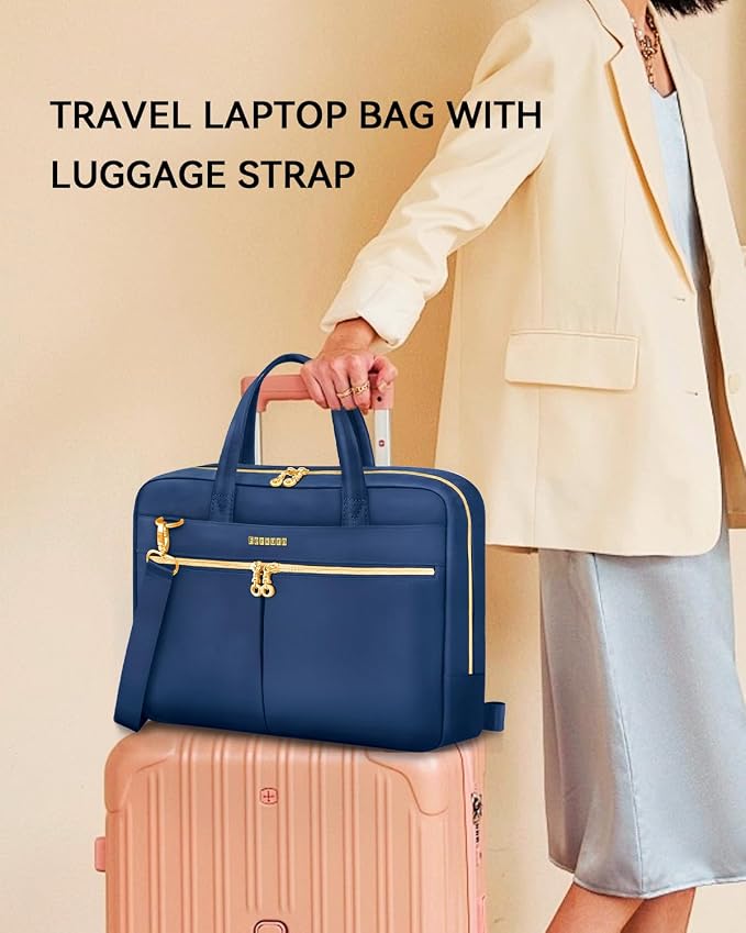 Ferkurn Laptop Bag Case Women Men Computer Bag Compatible with MacBook/HP/LG/Dell, Shoulder Strap Slim Carrying Messenger Briefcase, Blue, 17-17.3 Inch