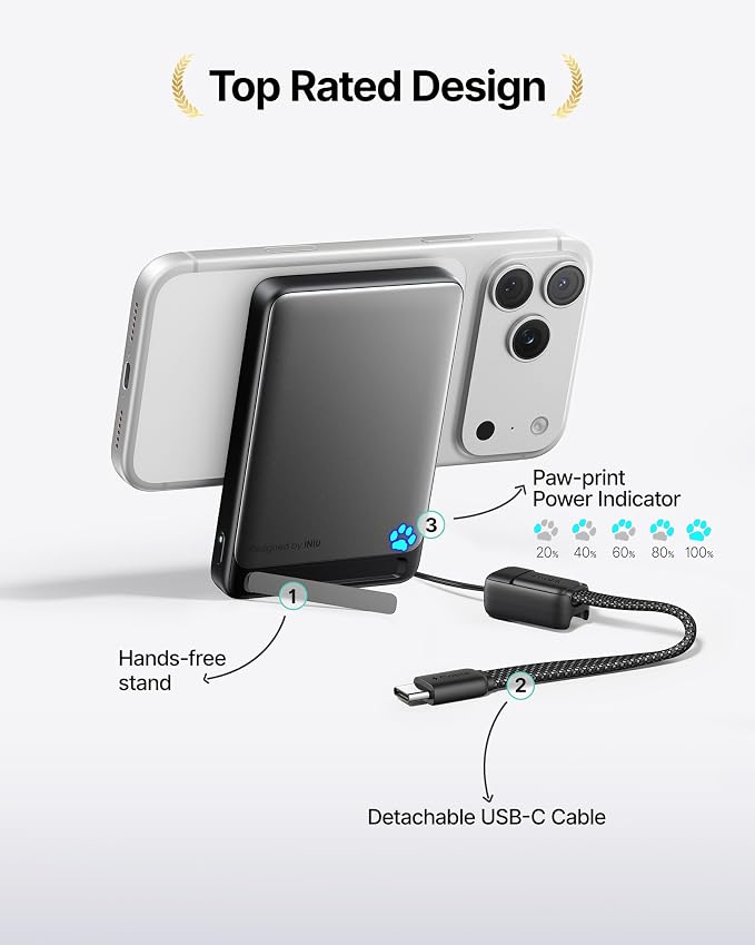 INIU for MagSafe Slimmest Portable Charger, Original Qi2 Certified Wireless Fast Charging, 10000mAh 45W Power Bank with USB C Cable, Flight-Safe Battery Pack for iPhone 17-12 Series, Pink