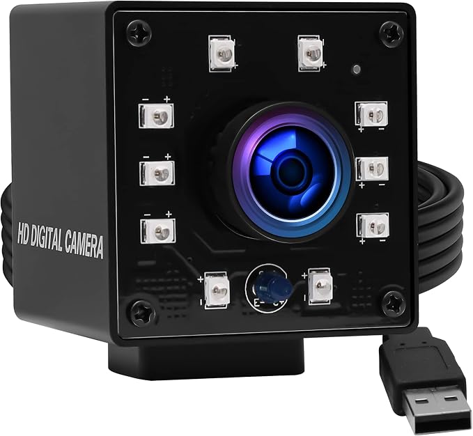 ELP Camera USB 1080P Wide Angle Fisheye 170degree IR LED Infrared Webcam PC Camera with Mini Housing Webcamera for Raspberry Pi Linux Windows Android Mac Os