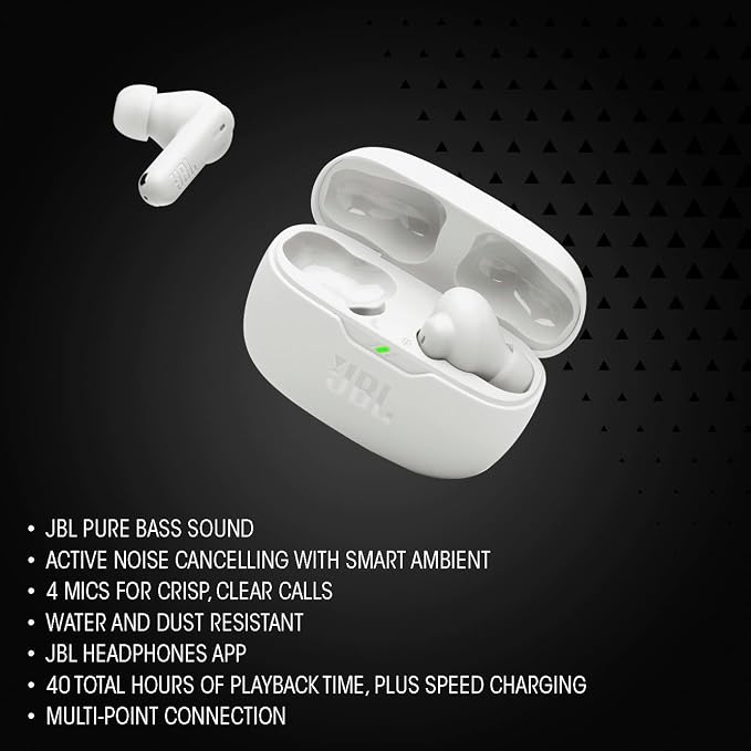JBL Vibe Beam 2 - True Wireless Noise Cancelling Earbuds with JBL Pure Bass Sound & Smart Ambient Technology, 4mics for Crisp, Clear Calls, up to 40Hrs of Playback, IP54 Dust & Water Resistant (Pink)