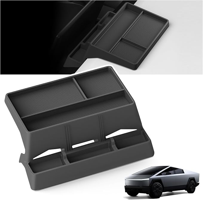 Tesla Cybertruck Behind Screen Storage Tray - Premium Silicone Dashboard Organizer, Custom Fit for 2024-2025 Model, Scratch-Resistant, Easy Installation, and Anti-Slip Design for Secure Storage