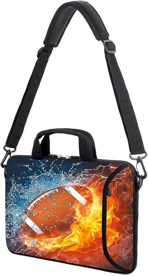AMARY 17" Laptop Shoulder Bag Carrying Case Adjustable shoulder straps, comfortable handle, front pocket for storing mouse (Football)