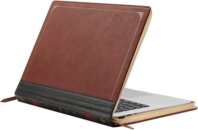 MOSISO Compatible with MacBook Air 13 inch Case A1466 A1369 Older Version 2010-2017 Release, PU Leather Laptop Sleeve Vintage Retro Zippered Portfolio Protective Case Cover, Brown