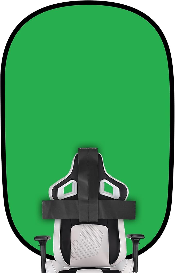 Green Screen Backdrop, 58in Portable Green Screen Chair with Stand Double Sided Foldable Green Background, Chroma Key, for Photography Streaming Gaming Photo Zoom Video Chats and Meeting