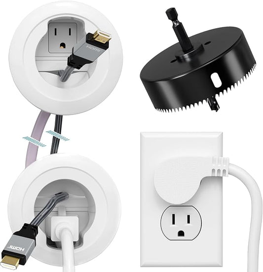 in Wall Cable Management Kit, Power & Low Voltage Wire Organizer with Hole Saw Drill for Easy TV Wall Mounting, TV Cord Hider for Wall & Clean Look