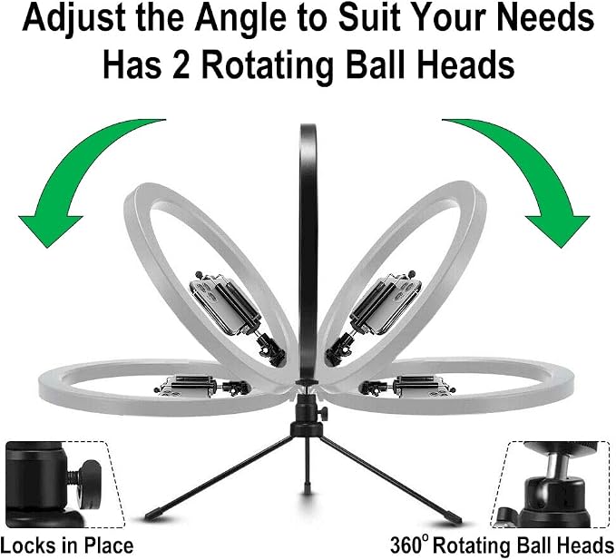 DaVoice 10" 3 Light Modes Desktop Ring Light for Zoom Meetings, with Stand, Phone Holder, USB Powered